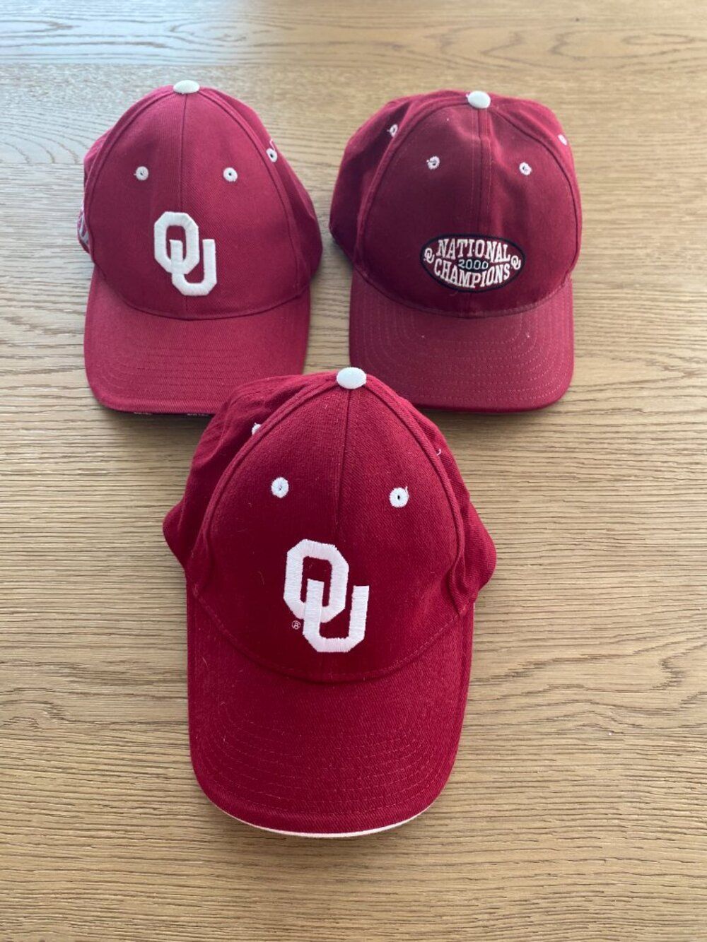 Lot 3 Oklahoma Sooners OU Football Top Of The World Hats Caps OS Boomer Sooner